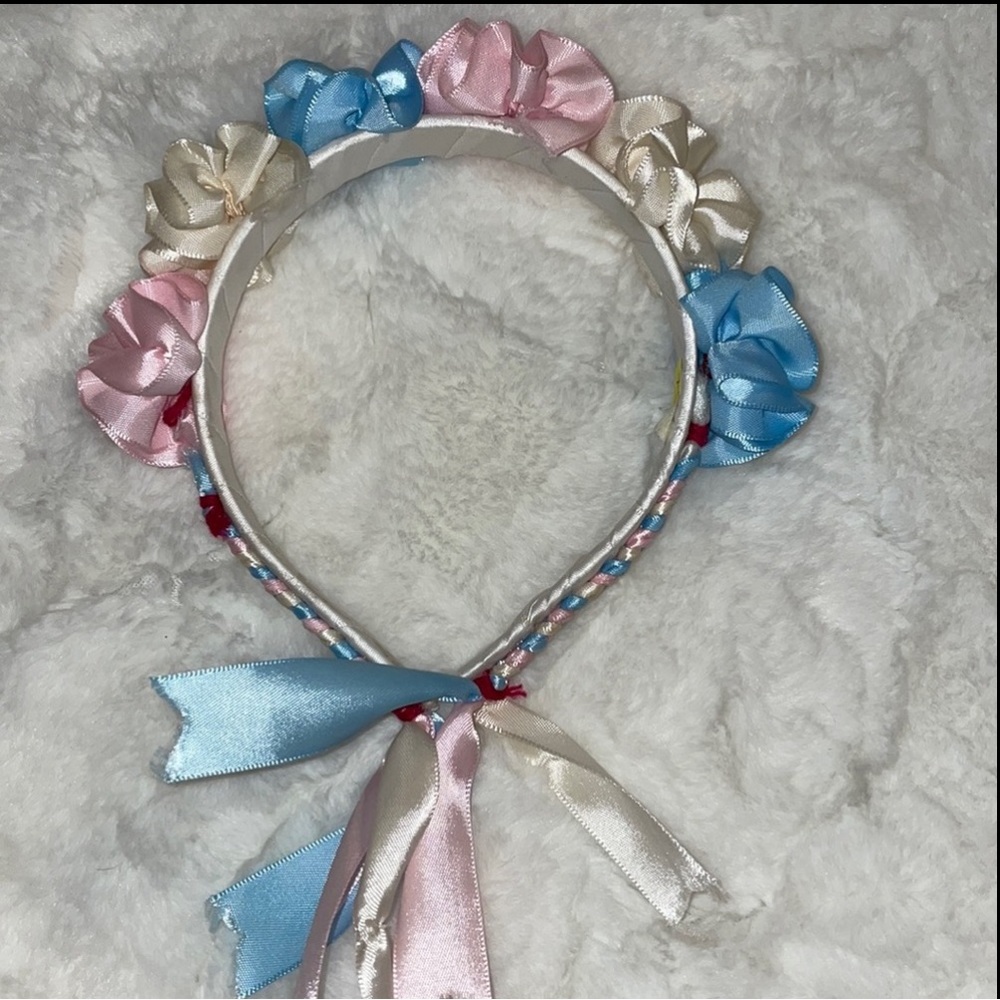 Small blue Mexican handmade headband made from Mexico